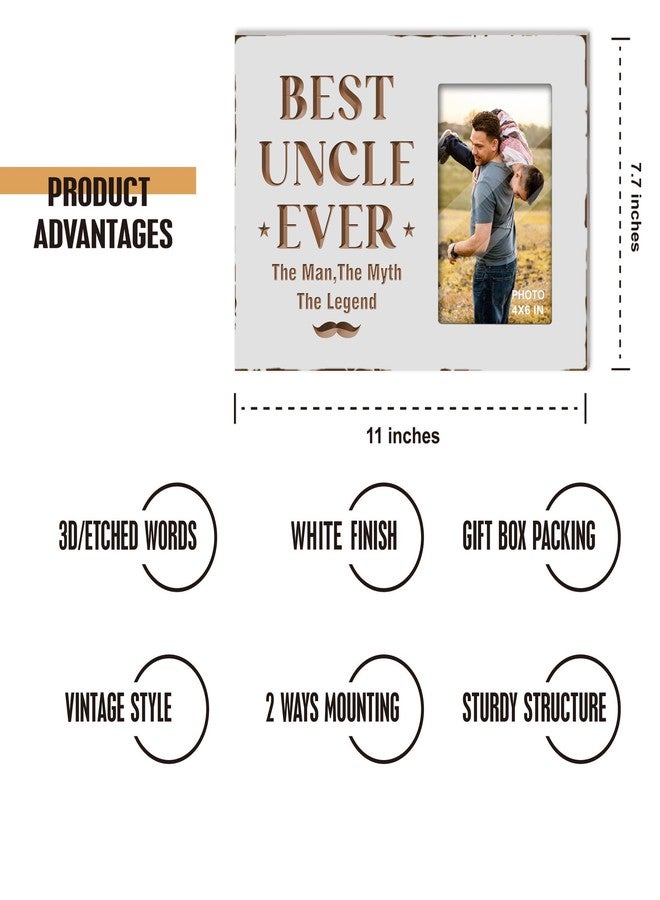EXQUIDECA Best Uncle Ever Gifts from Niece Nephew - Engraved Uncles Picture Frames 4x6 Inches - Carving Father's Day Birthday Christmas Photo Gift for Men - Image 2